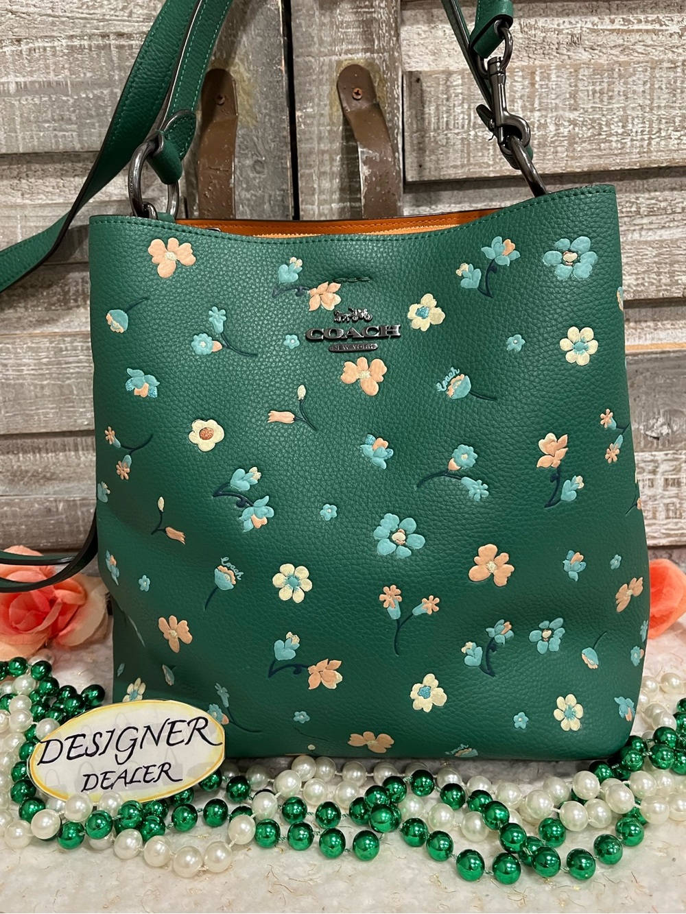 COACH Town Mystical Floral  Leather Bucket Bag C8214 - Picture 3 of 12